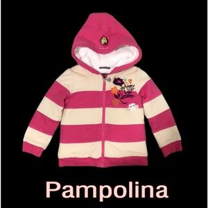 Pampolina Hoodie, Sherpa Lining, Embroidery, Embellishments, Pink/Cream, Size 3T